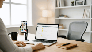 Foldable phone holder for travel and office use