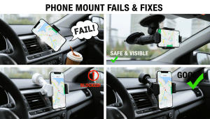 Magnetic phone mount holding a smartphone in car