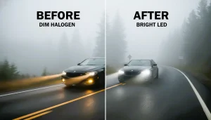 before and after fog light visibility upgrade