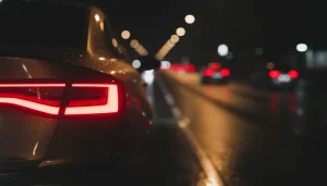 tail light at night, car tail glow, rear visibility