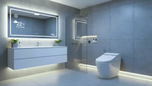 smart bathroom devices, smart mirror, automated shower