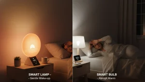 smart lamp vs bulb, lighting comparison, home lighting guide